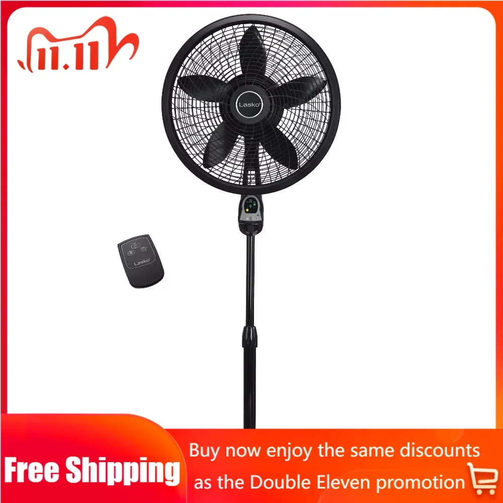 

18" 3-Speed Oscillating Cyclone Pedestal Fan With Remote and Timer 1843 Black Large Fan for Home Electric Cooling Fans Cooler