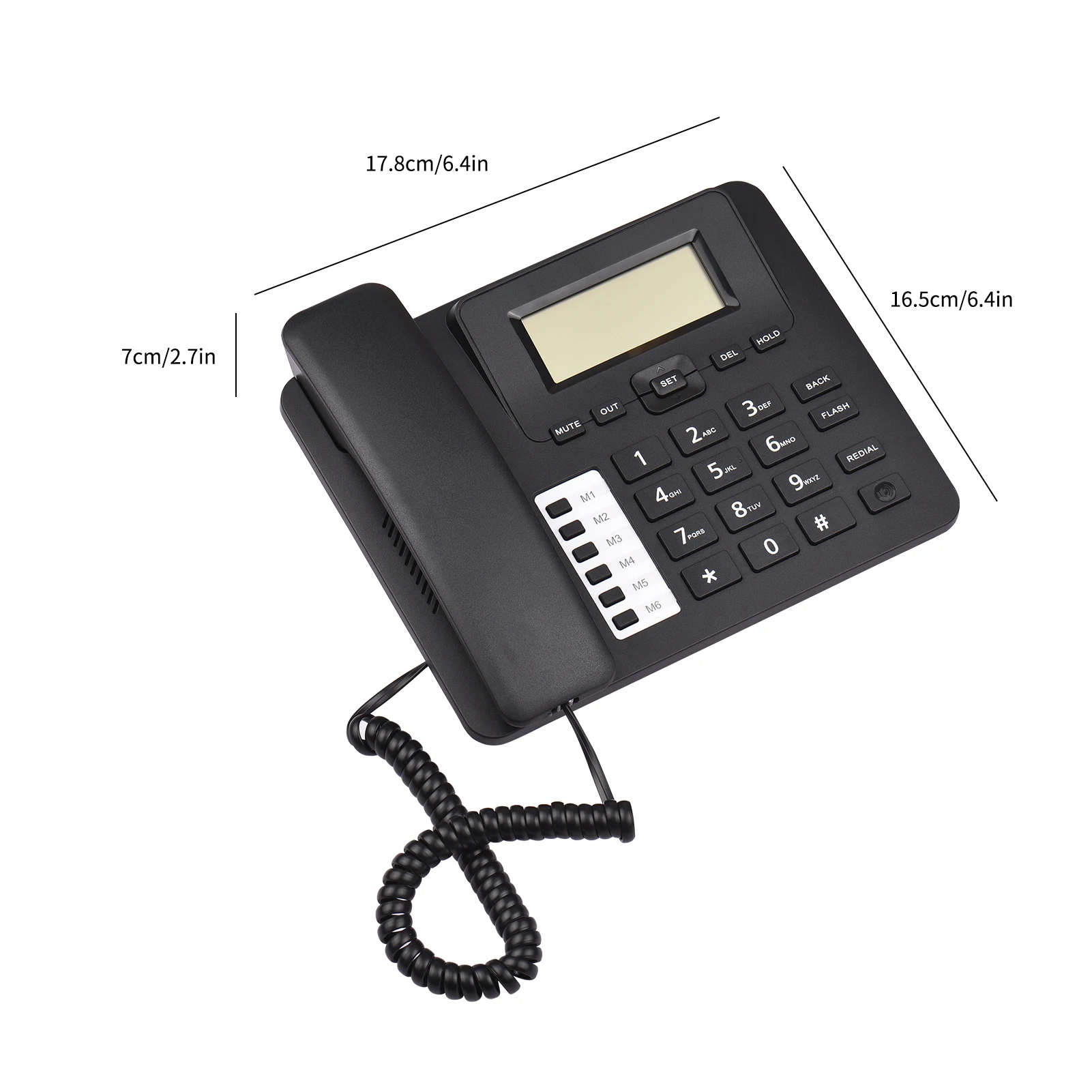 C06 Настольный телефон с проводным телефоном DTMF/FSK Двойная система Hands-Free/Перезвон/Флэш/Быстрый набор/Регулировка громкости звонка Встроенный микросхемный чип on.