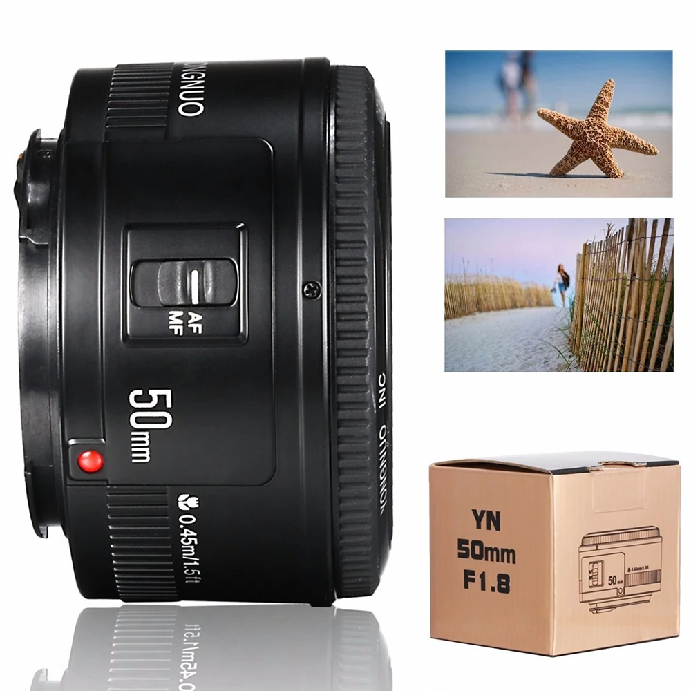 Объектив YONGNUO YN 50 мм F1.8 для камеры Nikon / Canon EOS объектив с автофокусом и большой