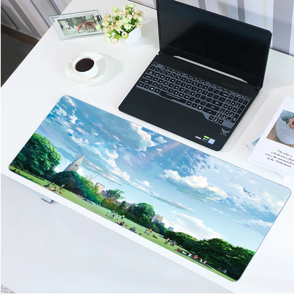 

Коврик для мыши с пейзажем, закатом, светящимся цветущим водопадом