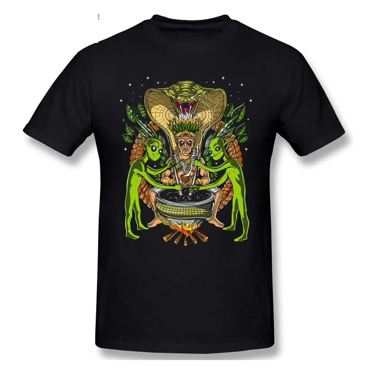 

2021 Fashion Graphic T-shirt Cartoon Anime Ayahuasca DMT Aliens Psychedelic Shaman Short Sleeve Casual Men T shirt Top