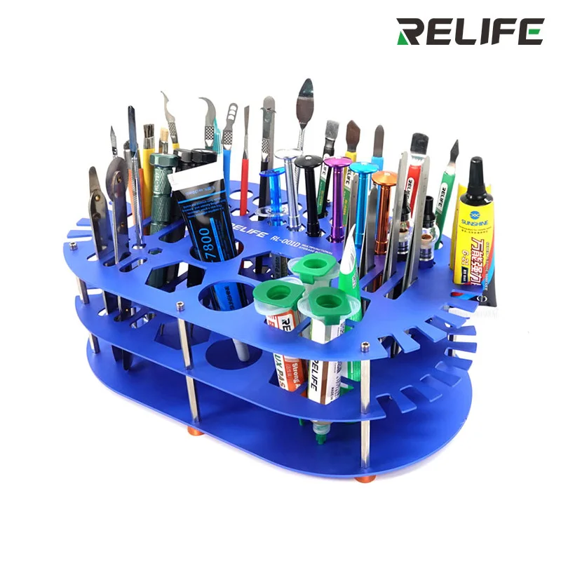 

RELIFE RL-001D Multifunction Large Capacity Maintenance Storage Rack Tweezers Screwdriver Repair Tool Desktop Tidy Storage Box