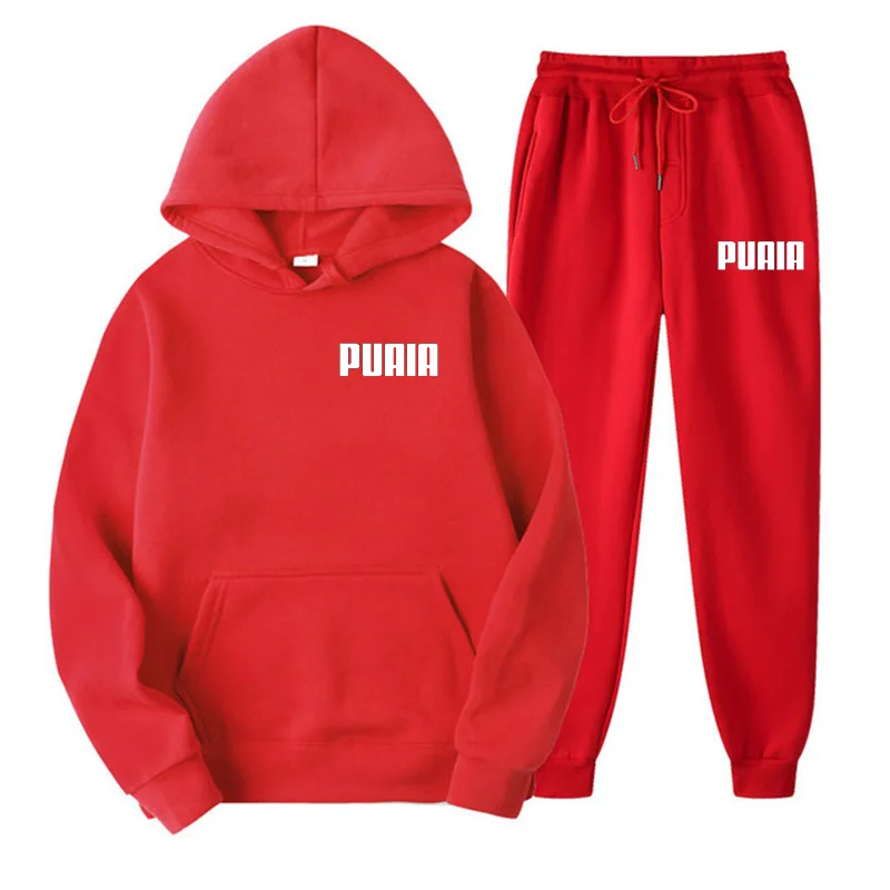 Moda PUAIA erkek kazak Hoody erkekler için erkek takım elbise bahar kadın adam setleri kadın eşofman spor Hoodies + Sweatpants