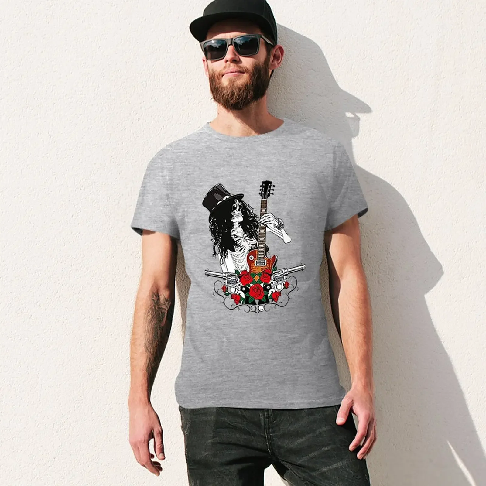 Как будто живать с футболкой GNR милая одежда винтажные мужские белые футболки