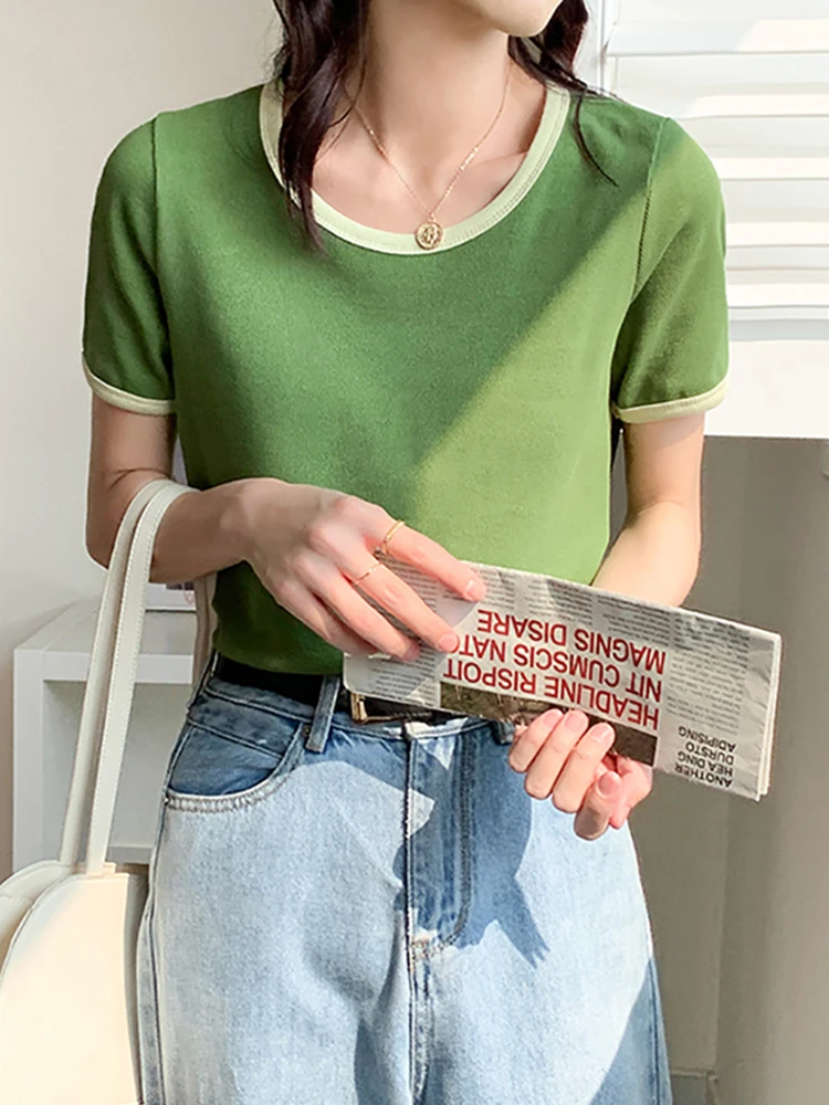

Women's T-Shirts 2022 Summer New Fashion O-Neck Tops Women's T-Shirts A7040