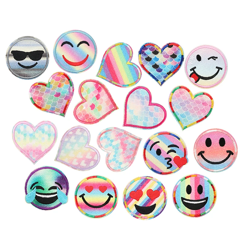 Улыбающиеся железные нашивки в форме сердца для одежды украшение вышивки сделай
