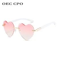 oec cpo rimless heart sunglasses women fashion colorful frameless sun glasses female uv400 shades gradient fashion eyewear gafas