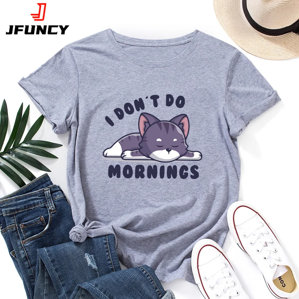 JFUNCY Women's Oversize T-shirt Woman Clothes Top  Women Graphic T Shirt Female Clothing Summer Cotton Short Sleeve Tee