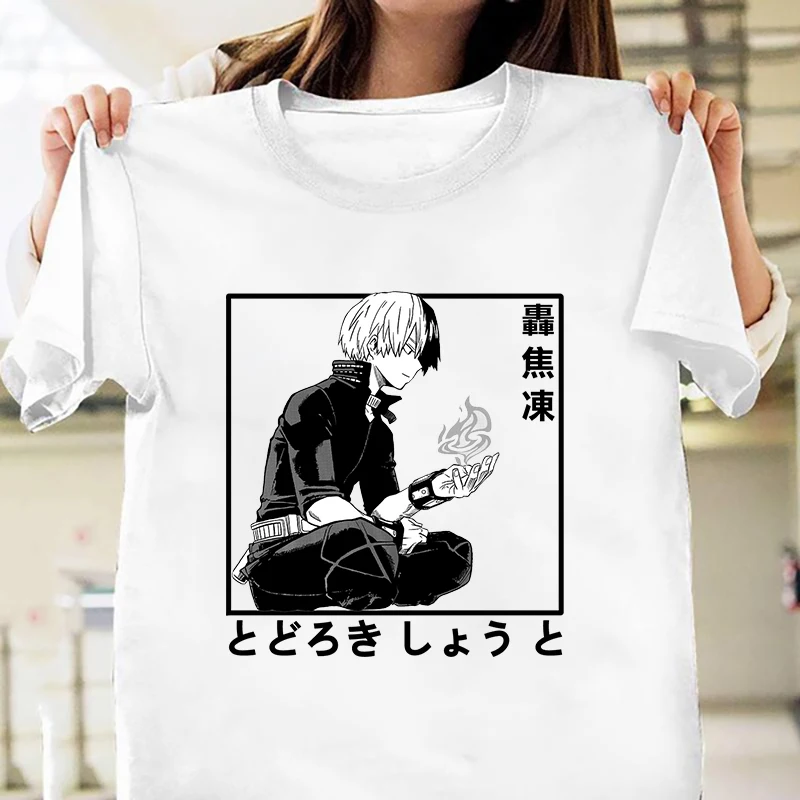Хит продаж повседневные летние футболки с рисунком аниме Todoroki Shoto Y2K круглым