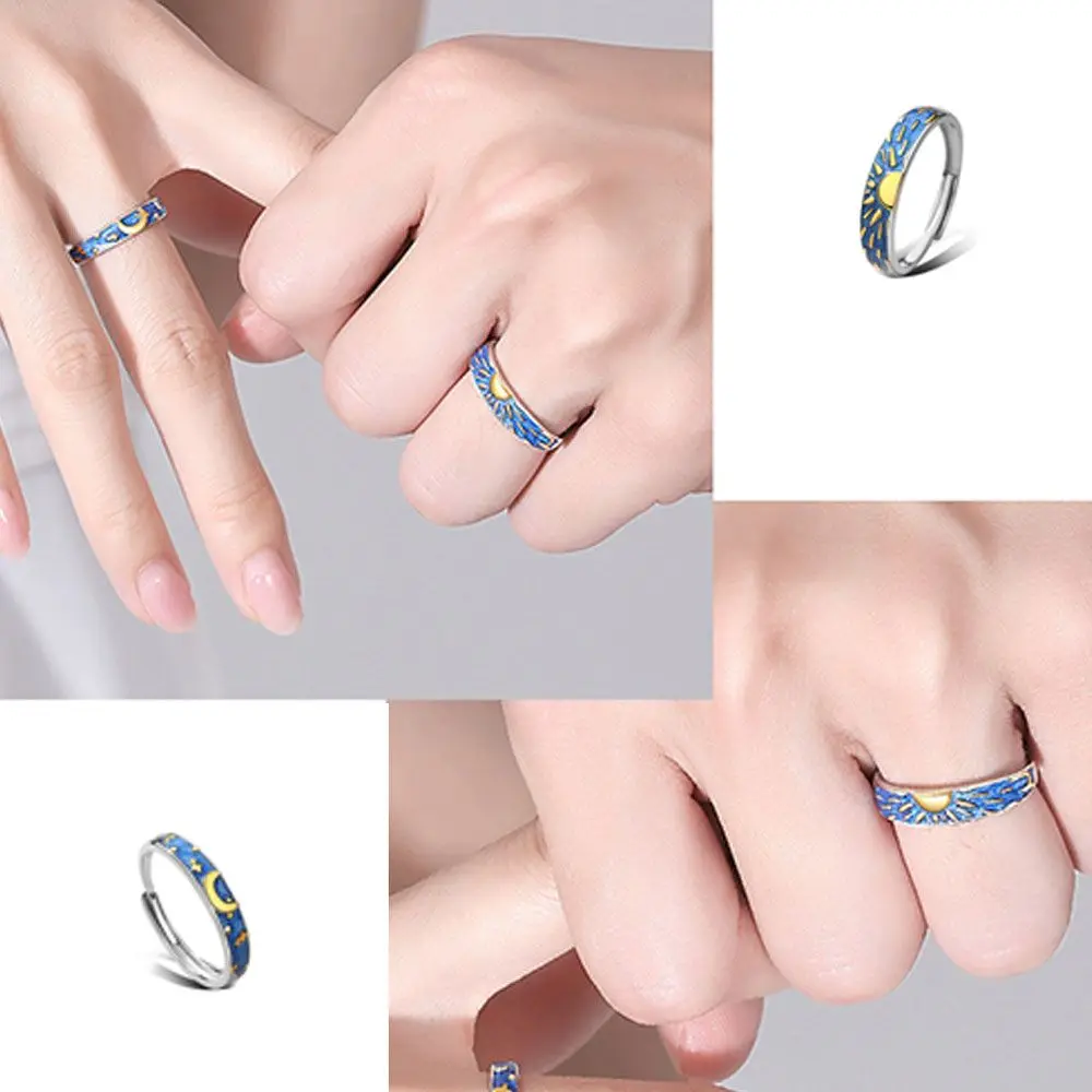 

Valentine's Day Fashion Gift Men And Women Enamel Sun And Moon Ring Couple Ring