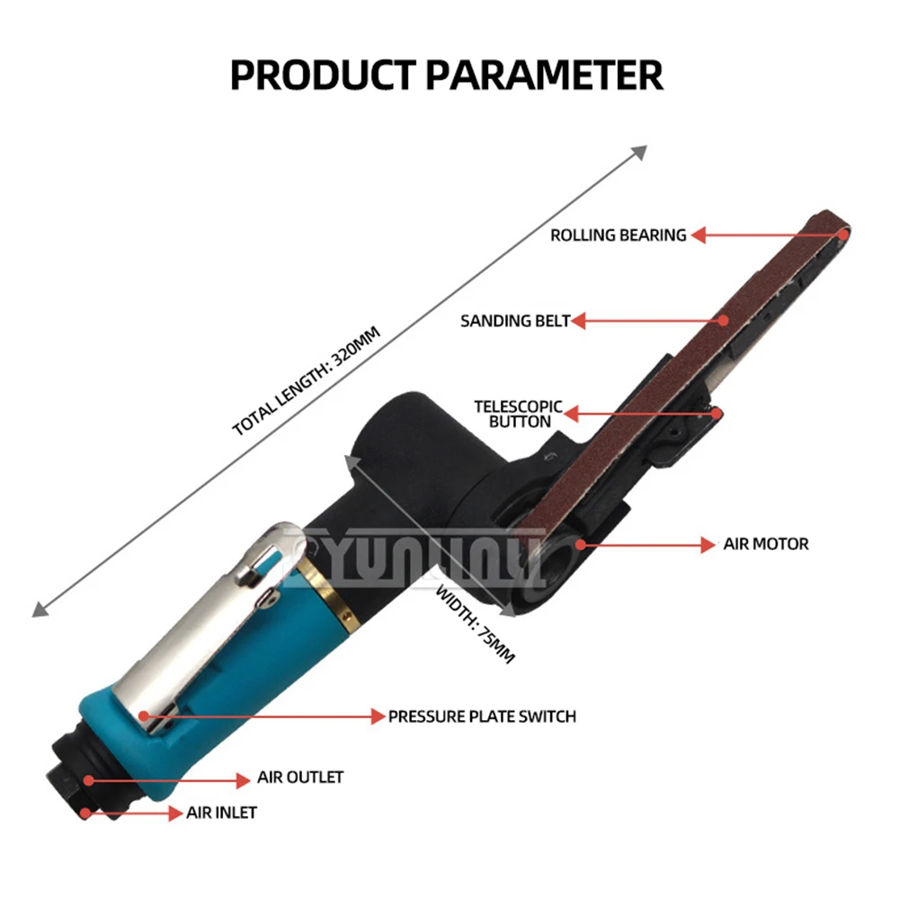 170 л/мин пневматическая ленточная шлифовальная машина полировальная для металла