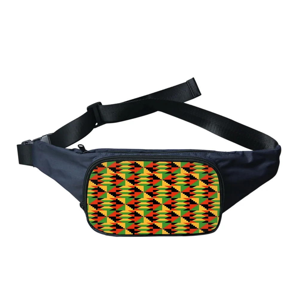 

Travel Sports Waist Packs Women Fanny Belt African Tribal Mixed Color Kente Pattern Fabric Custom Print Cell Phone Key Bag