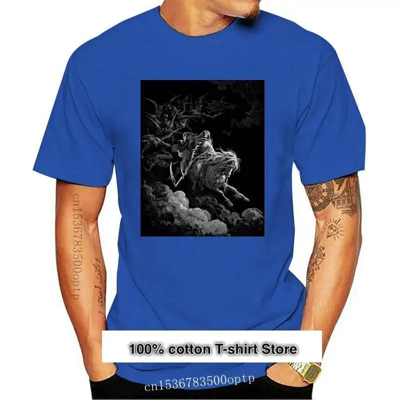 

Camiseta de arte con grabado en madera, camisa con imagen de la muerte, Gustave Dore, renacentista, nuevo