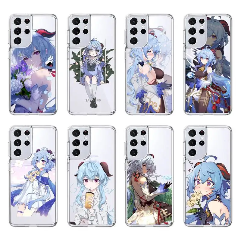 

GanYu Genshin Impact Phone Case For Samsung S20 Fe Lite S21 S30 Ultra S8 S9 S10 E Plus Transparent Cover Clear Funda