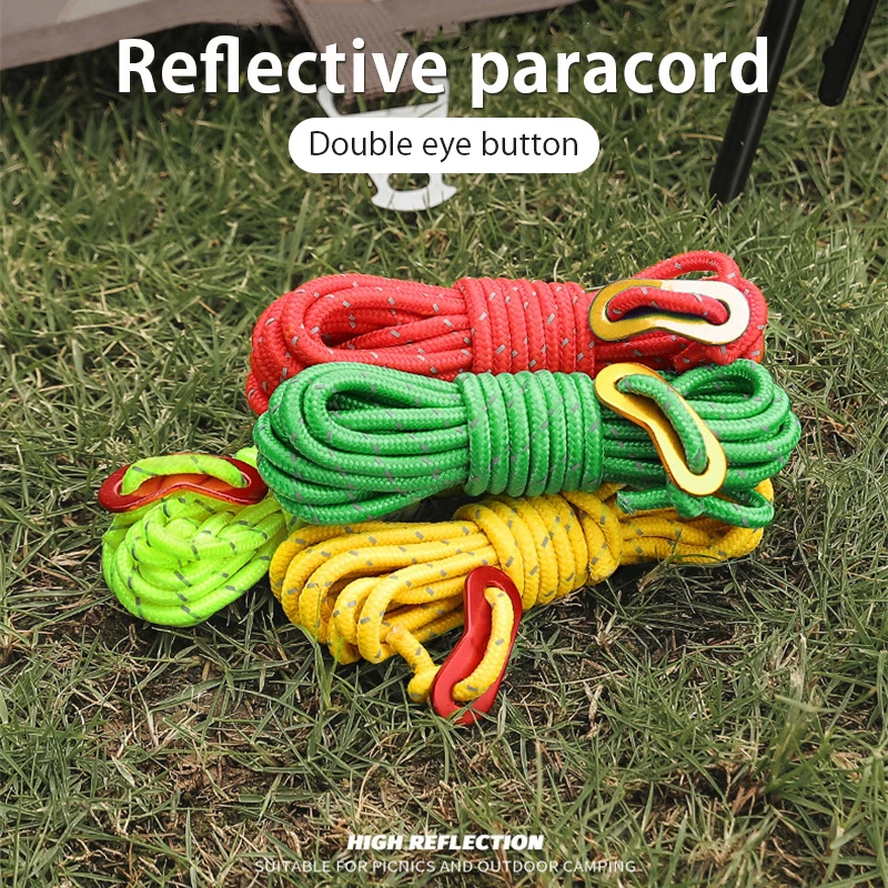 Camping Windproof Rope 4m Outdoor Reflective Ropes With Adjustable Buckle Tent Fixing Equipment Travel Supplies