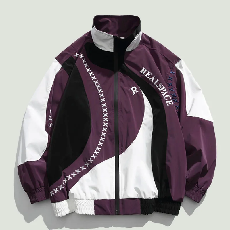 

Куртка мужская оверсайз в стиле хип-хоп, повседневный пиджак в стиле пэчворк, с надписью и вышивкой, свободная тонкая куртка в стиле унисекс, весна-осень