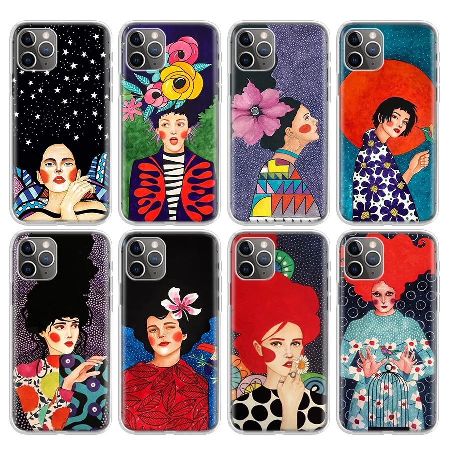 Абстрактный красочный художественный чехол для телефона девушек Apple iPhone 11 13 14 Pro 15