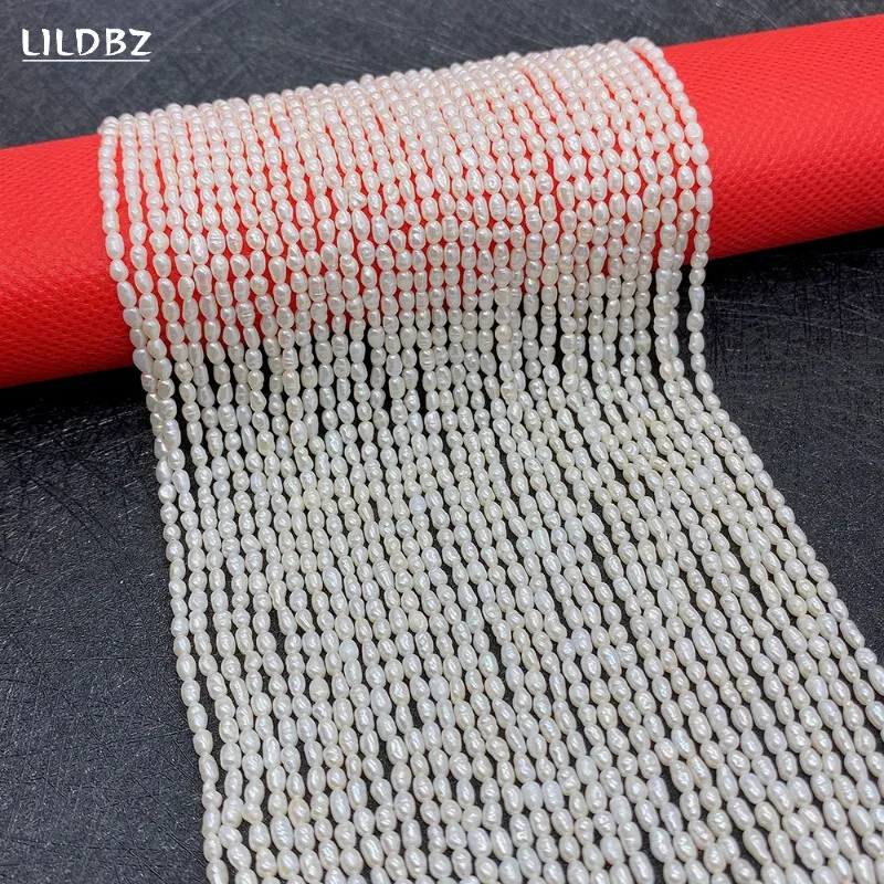 

Natural Freshwater Small Pearl Loose Beads DIY Bracelets Necklace Earring Jewelry 2mm 3mm Rice-shaped Oyster Pearl Beaded Charms