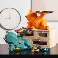 resin cat desk storage statue animal sculpture table decoration multifunction office home decor coin piggy bank storage tray
