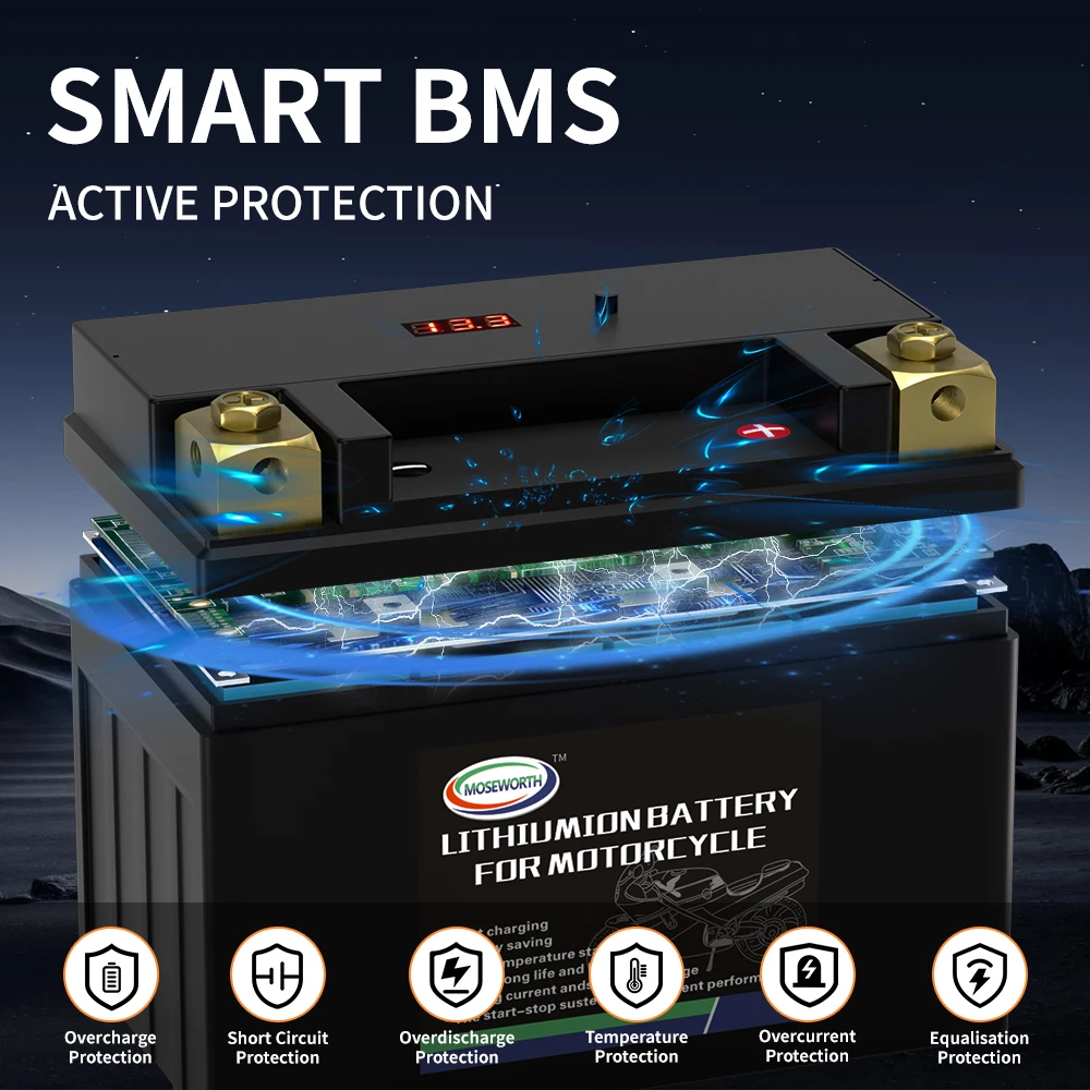 Аккумулятор для стартера мотоцикла 7S 12 В LiFePO4 4 Ач CCA 260A Встроенный BMS глубокий цикл