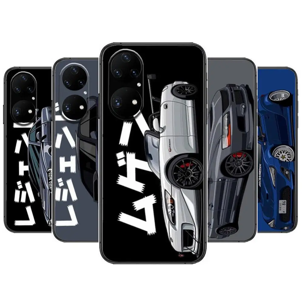 

JDM Tokyo Drift Sports Car Phone Case For Huawei p50 P40 p30 P20 10 9 8 Lite E Pro Plus Black Etui Coque Painting Hoesjes comic