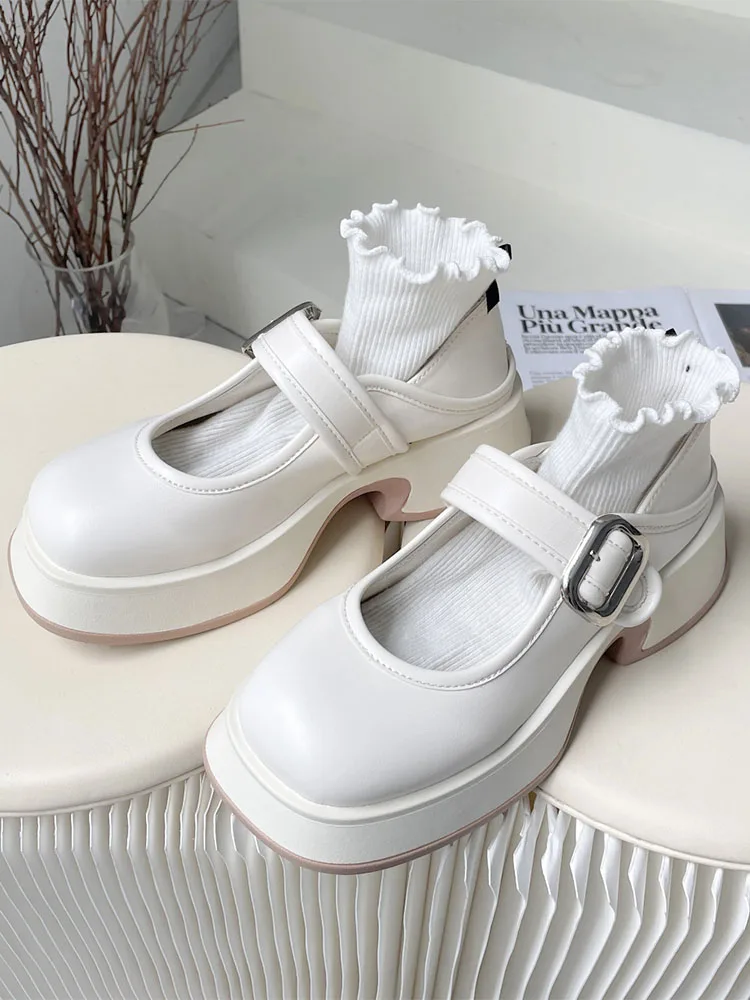 

Chunky Mary Janes Lolita Women Shoes Casual 2022 New Autumn Fashion Dress Pumps Platform Sandals Ladies Thick Oxford Shoes Women