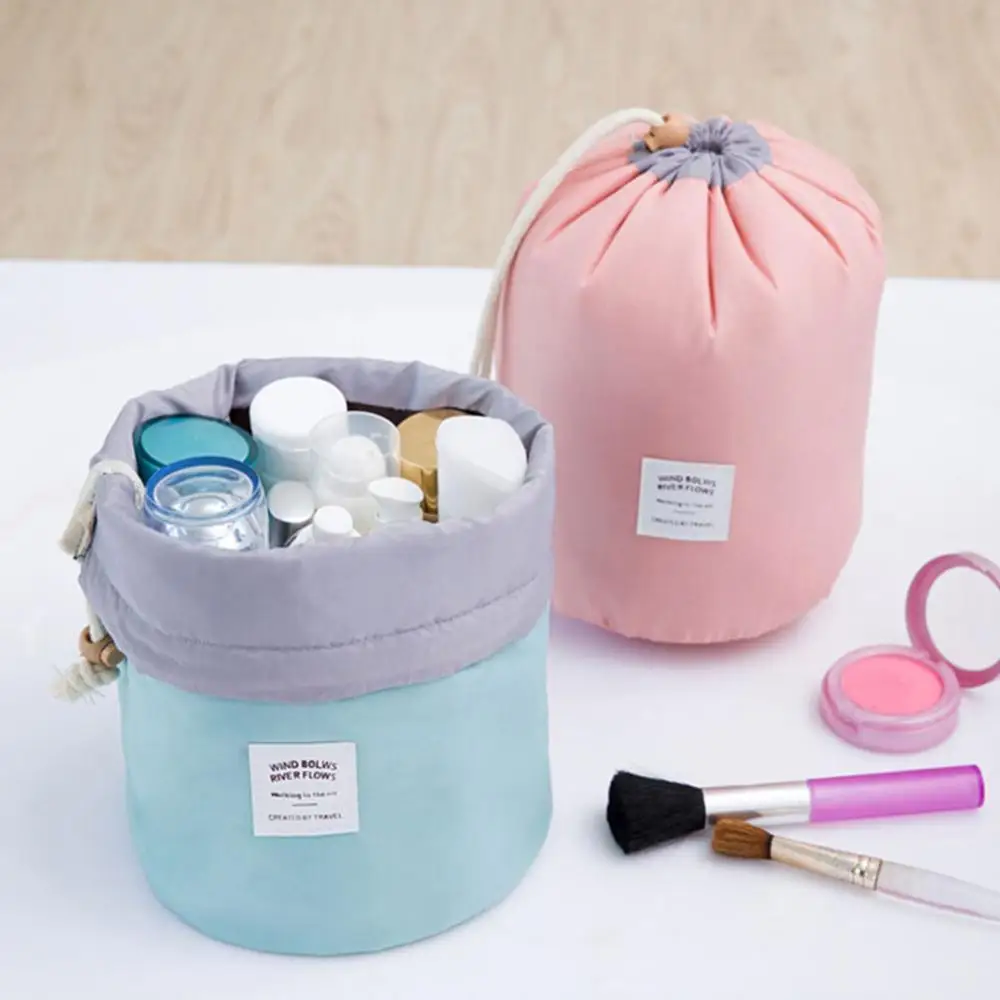 

Cylinder Portable Wash Storage Bag Drawstring Large Capacity Durable Practical Travel Cosmetic Pouch Organizer