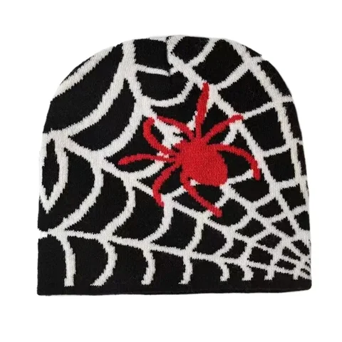 Осенне-зимние облегающие шапки унисекс Y2k в виде паутины, женская мужская белая черная искусственная одежда