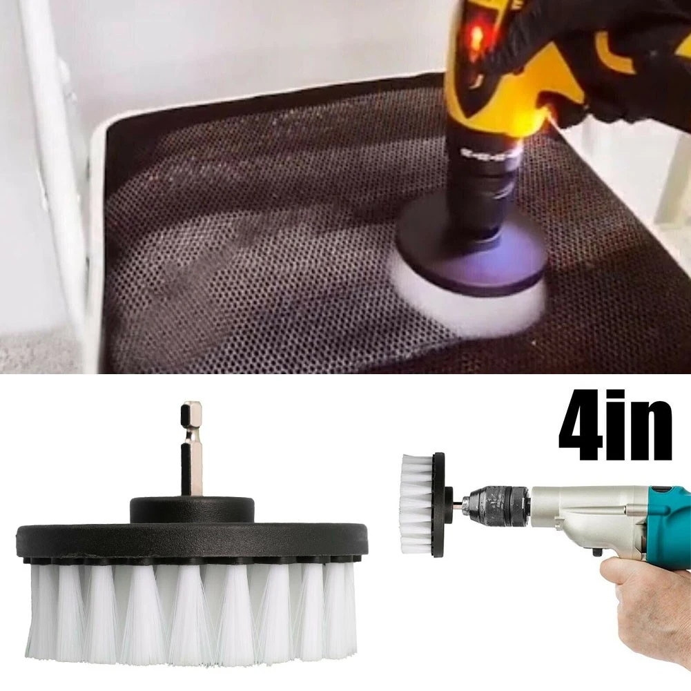 

4 Inch Soft Drill Brush Attachment For Cleaning Carpet Leather Upholstery Bathroom Plastic+Bristles 10cm Drill Soft Brush