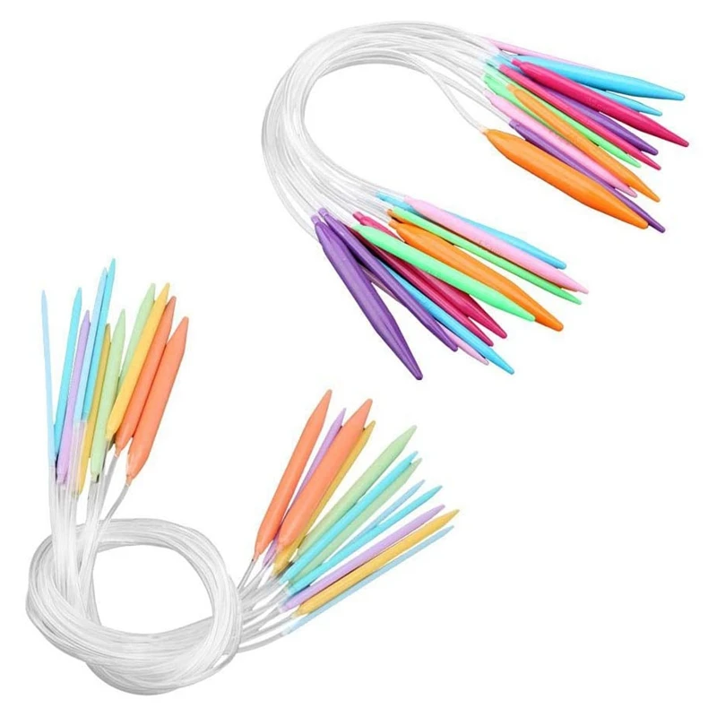 

Набор круговых спиц для вязания, разноцветные Круглые наборы спиц с двойным заостренным концом, набор инструментов