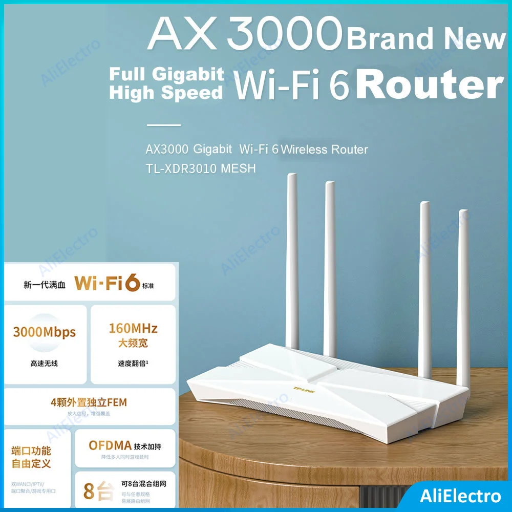 

AX3000 WiFi6 Gigabit Wireless Router Support Dual Broadband Access 2.4+5G Dual Band Game Routing Mesh 3000M Wireless Rate