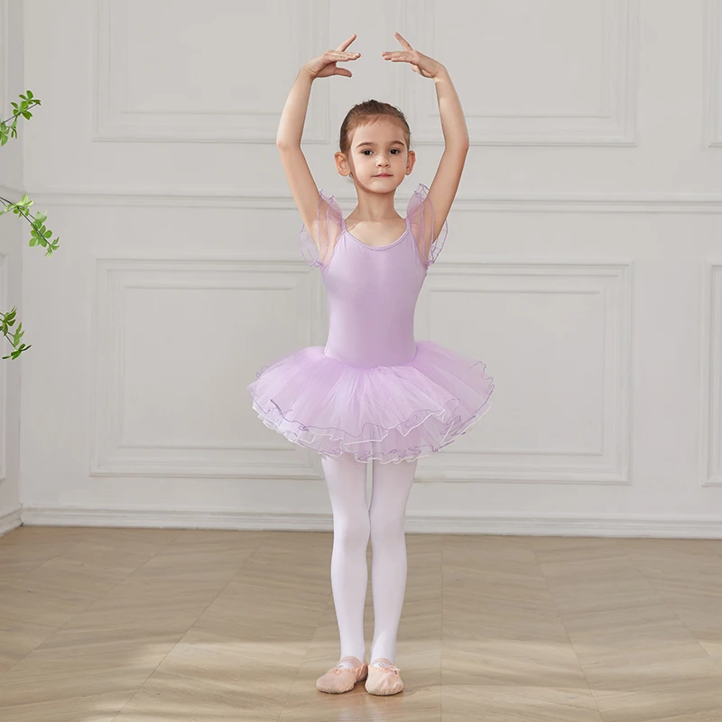 AOQUNFS Girls Ballet Dress Kids Dance Leotard Children Tutu Skirts Gymnastics Ballet Leotards Cotton Costumes for Ballerina