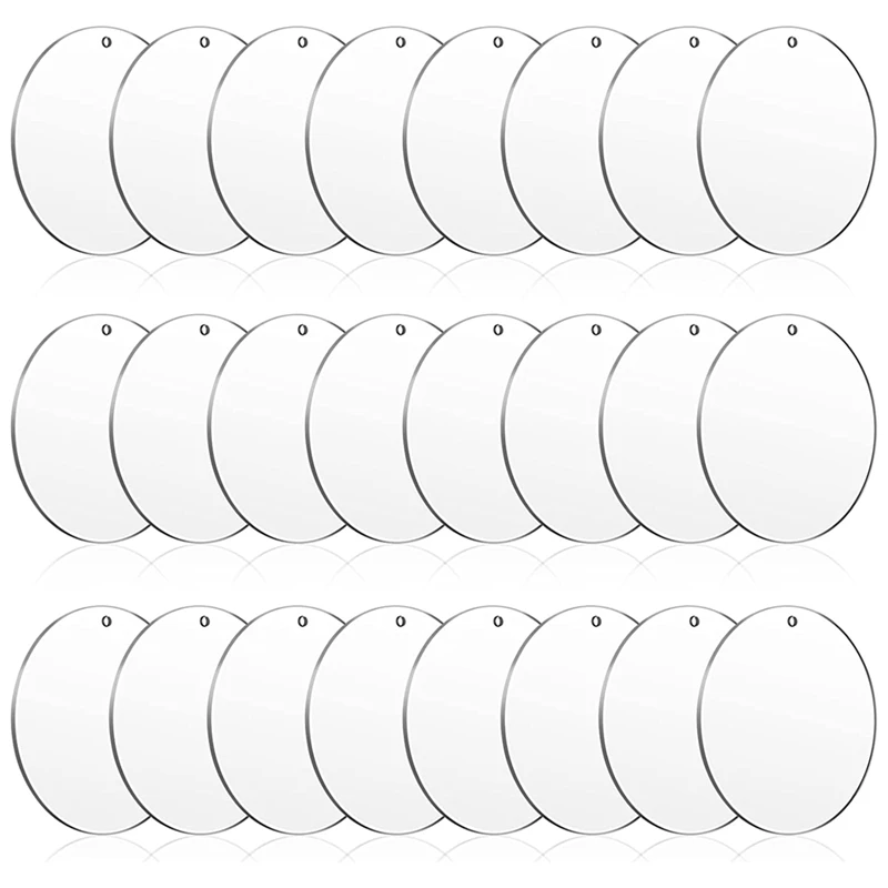 

Kili 24 шт. 3-дюймовые акриловые заготовки для брелоков круги прозрачные круглые украшения заготовки с отверстием круглые диски для DIY брелок