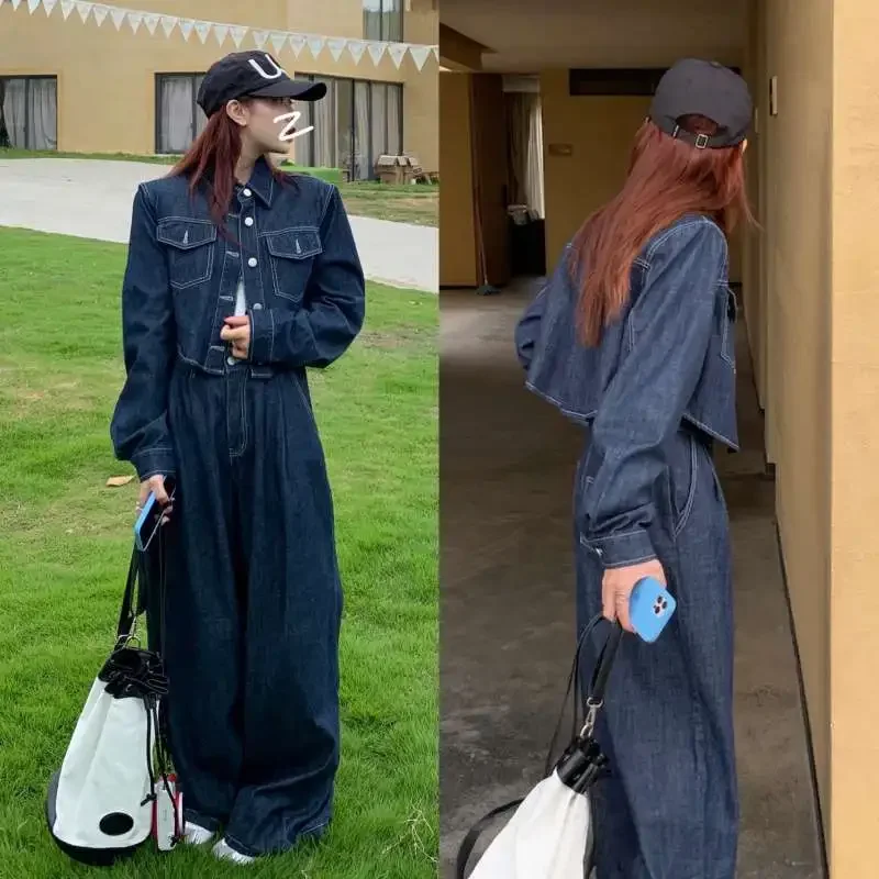 WoVanYi Stock винтажные пряные джинсовые рубашки свободного кроя джинсы с прицепом