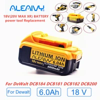 with charger 18v 6 0ah max xr battery power tool replacement for dewalt dcb184 dcb181 dcb182 dcb200 20v 6a 18volt 18 v battery