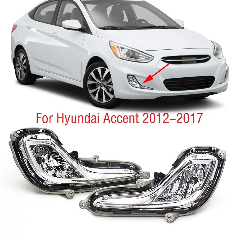 

Foglight Foglamp For Hyundai Accent 2012 2013 2014 2015 2016 2017 Car Front Bumper Fog Light Lamp DRL Daytime Running Light