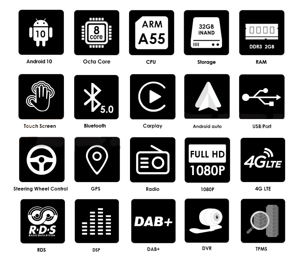 Автомобильный радиоприемник IPS 1 Din Android 10 для универсального автомобильного
