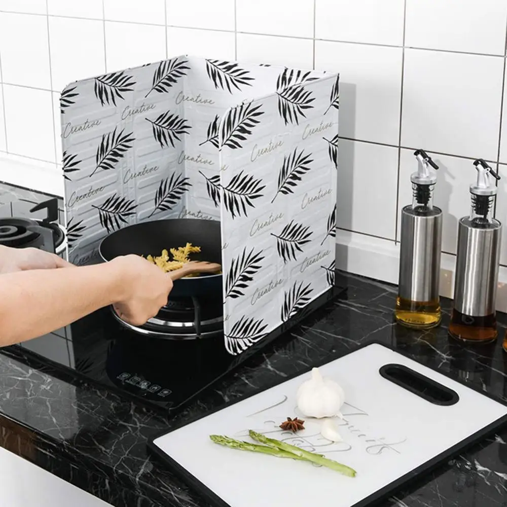 

New 1Pc Cactus Pattern Aluminum Foil Foldable Gas Stove Kitchen Oil Splash Proof Baffle Plate Easy To Use 84.5cm X 32.7cm