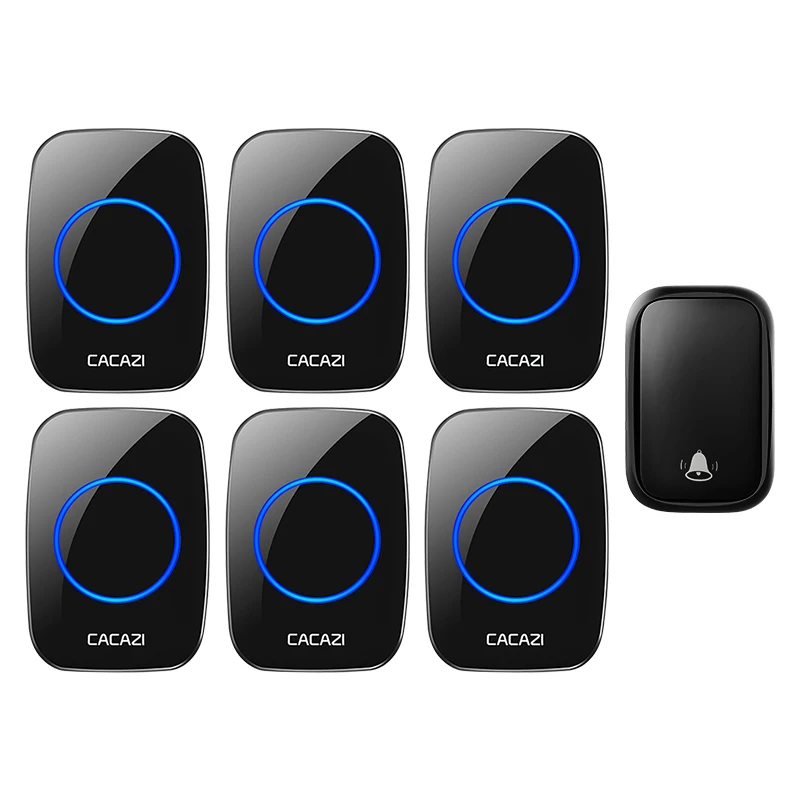 

CACAZI Home Wireless Self-powered Doorbell No Battery Call Ring Bell US EU UK Plug 1 Transmitter 6 Receiver 60 Chimes 0-110 dB