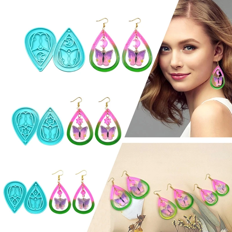 

1pc/3pcs for butterfly Star Moon Rhombus Combination Earrings Mold Epoxy Resin Casting Pendant Mold Suitable for Diy