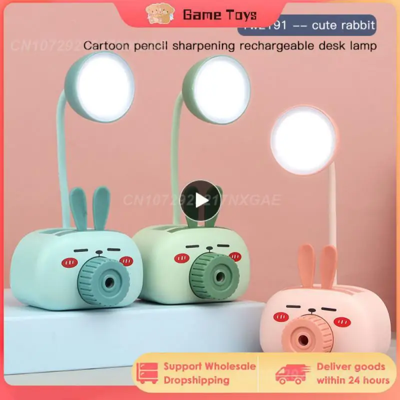 

Мини светодиодная настольная лампа Защита глаз мультяшная свинка держатель для ручки точилка для карандашей зарядка через USB детские Студенческие канцелярские товары светящиеся игрушки