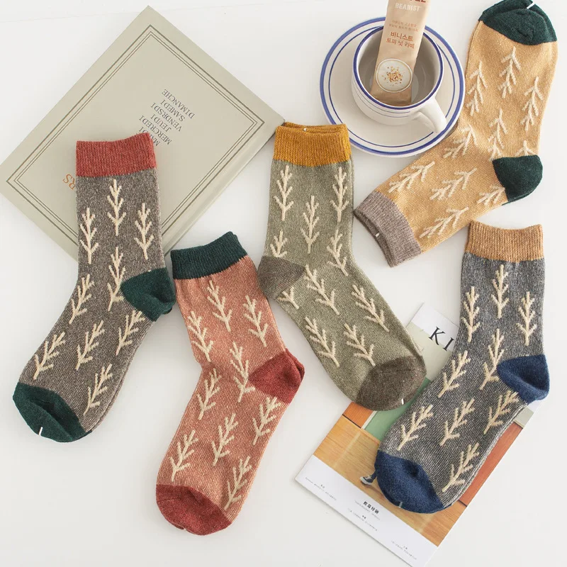 

New Socks Women's Autumn and Winter Literary Warm Wool Socks Korean Version Mid-tube Socks Women's Ladies Socks