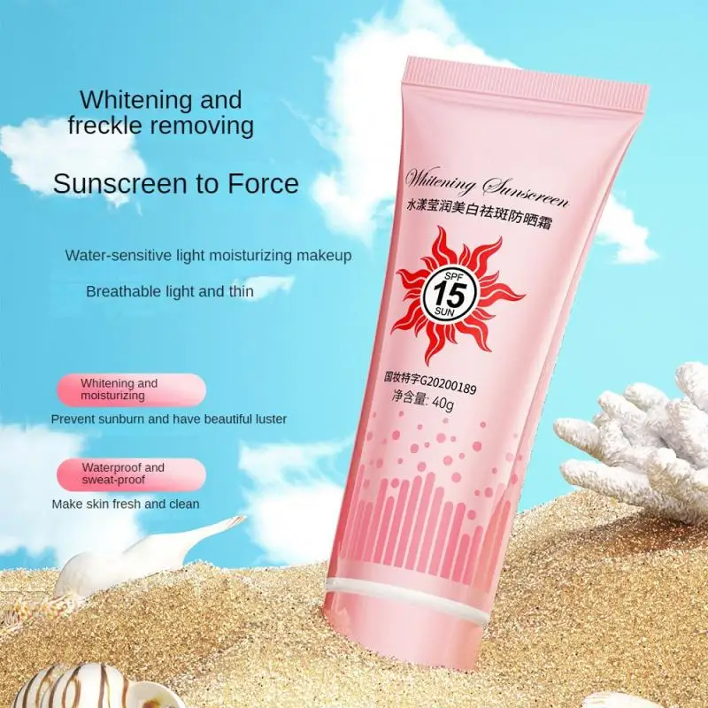 

Освежающий Крем для лица Suncreen, 40 г, для жирной кожи, против акне, чувствительной кожи, мягкий солнцезащитный крем SPF15 + PA ++, не жирный крем, солнцезащитный крем для лица
