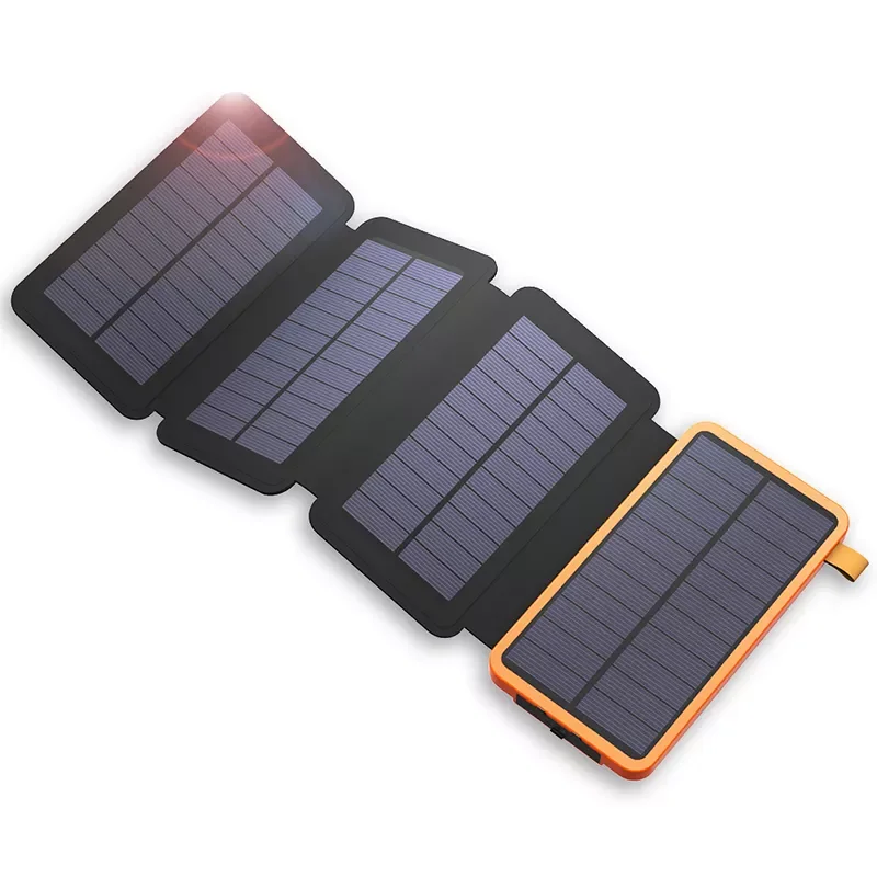 

NEW2023 Folding Solar Power bank 8000mAh Solar charger with flashlight Dual USB Solar Panel Powerbank for Smart phones