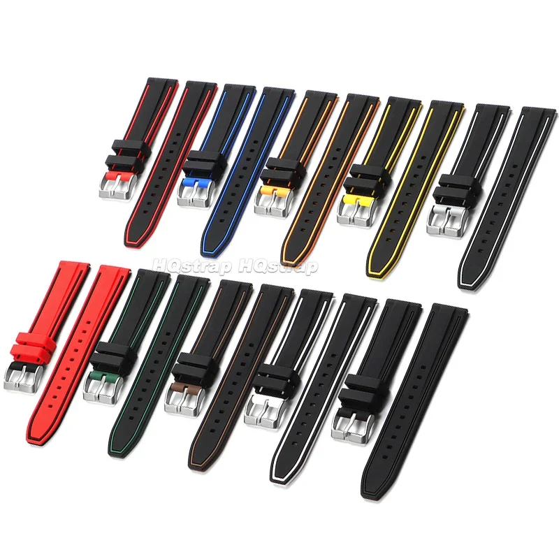 Фото Silicone Strap 20mm 22mm 24mm 26mm Rubber Watch Band for Rolex for Seiko Bracelet Quick Release Waterproof Universal Wristband №2