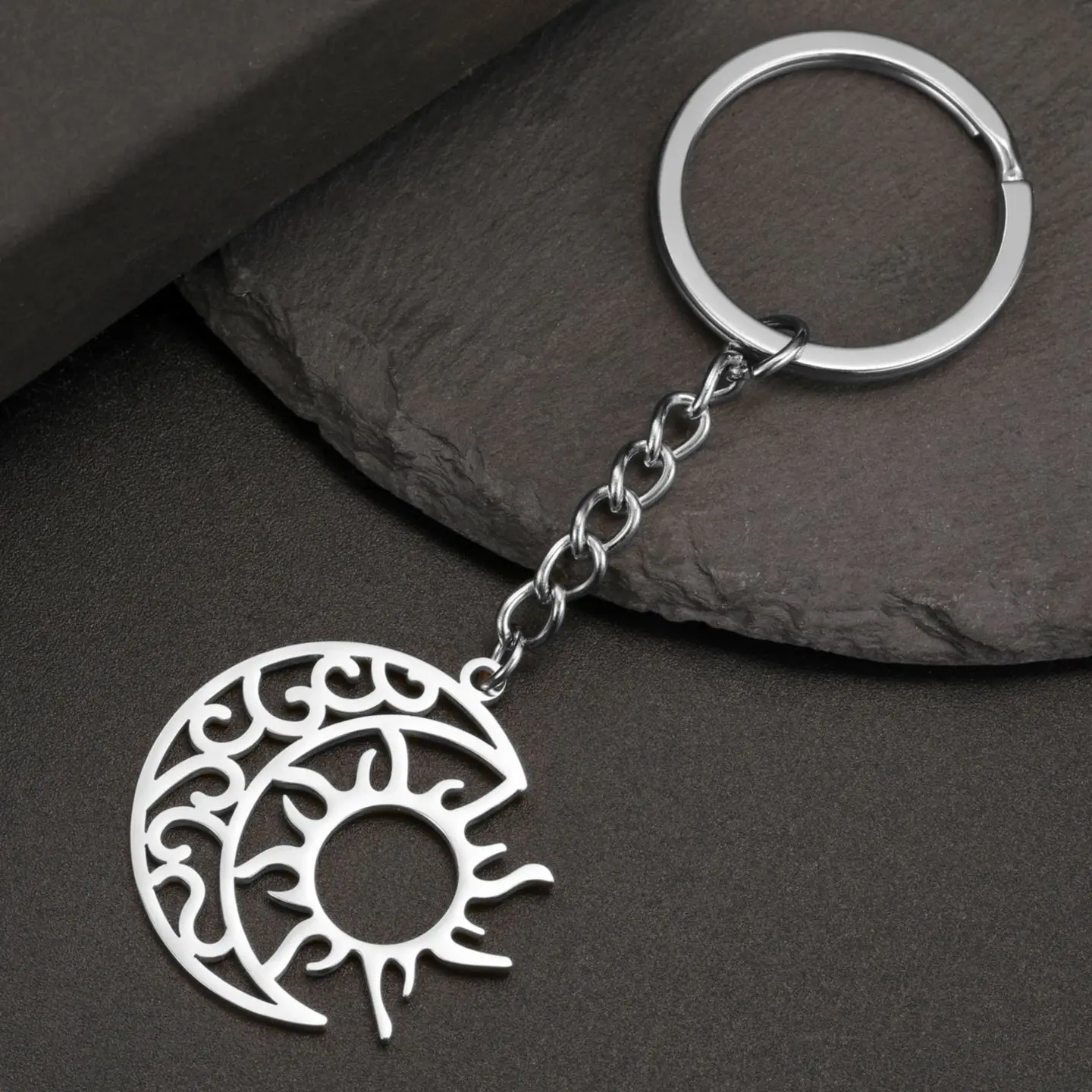 LIKGREAT кельтский полумесяц Солнце брелок для женщин и мужчин из нержавеющей стали