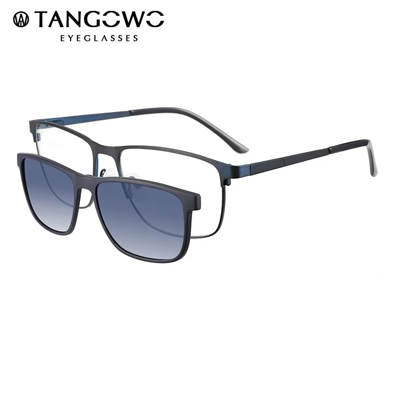 

Солнцезащитные очки TANGOWO с металлической оправой в стиле ретро, модные поляризационные квадратные очки с магнитом UV400, по рецепту, CD8020