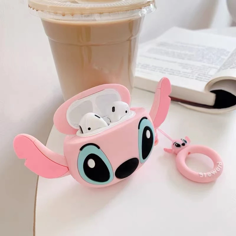 Фото Защитный чехол Stitch Angel Creative Cartoon для беспроводных Bluetooth-наушников Apple Airpods/AirPods Pro/1/2/3/4 с милым мультяшным дизайном №2