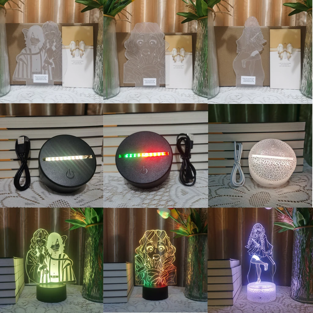 

Demon Slayer Anime Acrylic Sheet Figure Board Mitsuri Obanai 3D Led Night Light Base For Kid Manga Lamp Gift Kimetsu No Yaiba