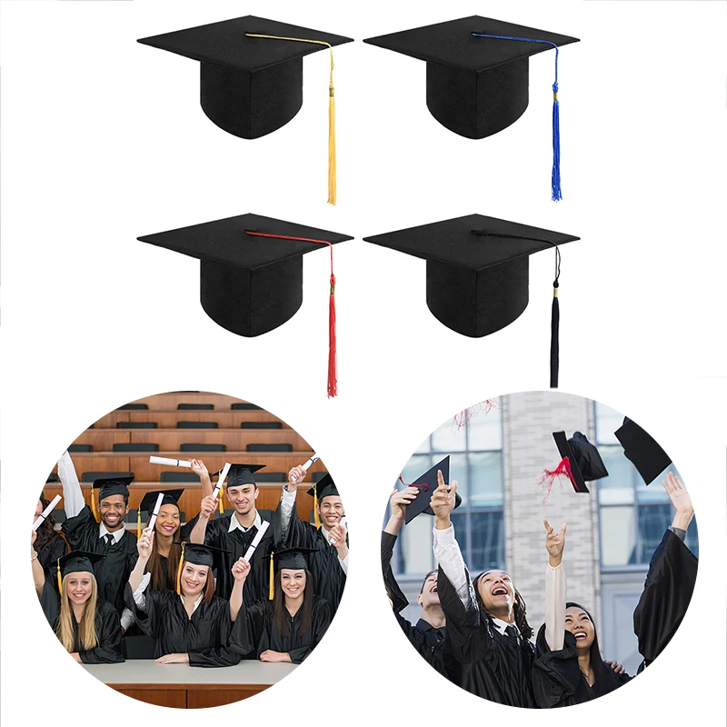 

1pcs Adult Bachelor Graduation Caps With Tassels University Graduation Ceremony Congratulations Party Photo Props Decor Supplies